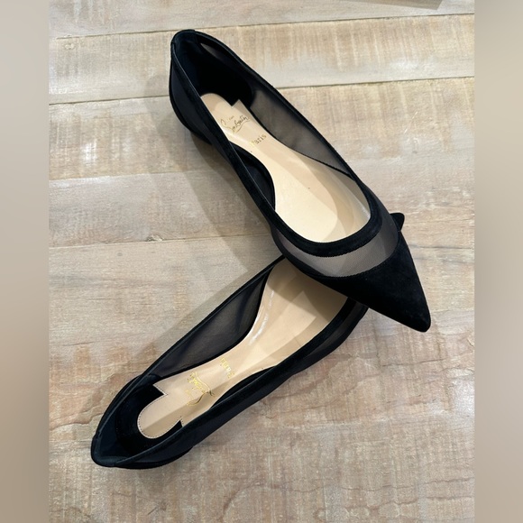 Christian Louboutin Galativi suede and mesh point toe flats shoes - Picture 6 of 16